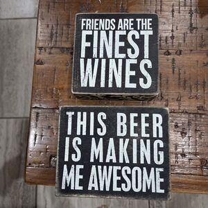 Black Rustic Beverage Quote Blocks - Set of 2